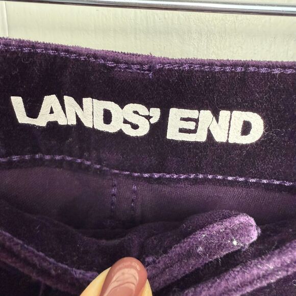 Lands End Velour Pants Womens 10 Purple Mid Rise Slim Preppy Mid-Rise Stretch - Picture 3 of 10